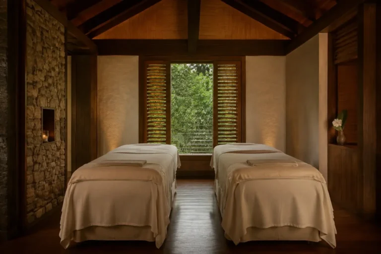 Generated fictional treatment room with two beds side by side